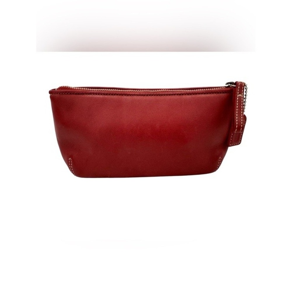 Coach Leatherware Est 1941 Red Leather Cosmetic Pouch Makeup Bag Vintage Style - Picture 4 of 10